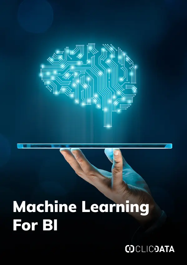 Hand holding digital brain, machine learning for BI.