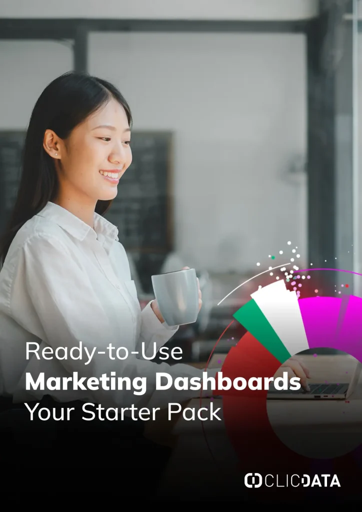 Woman using marketing dashboard on laptop