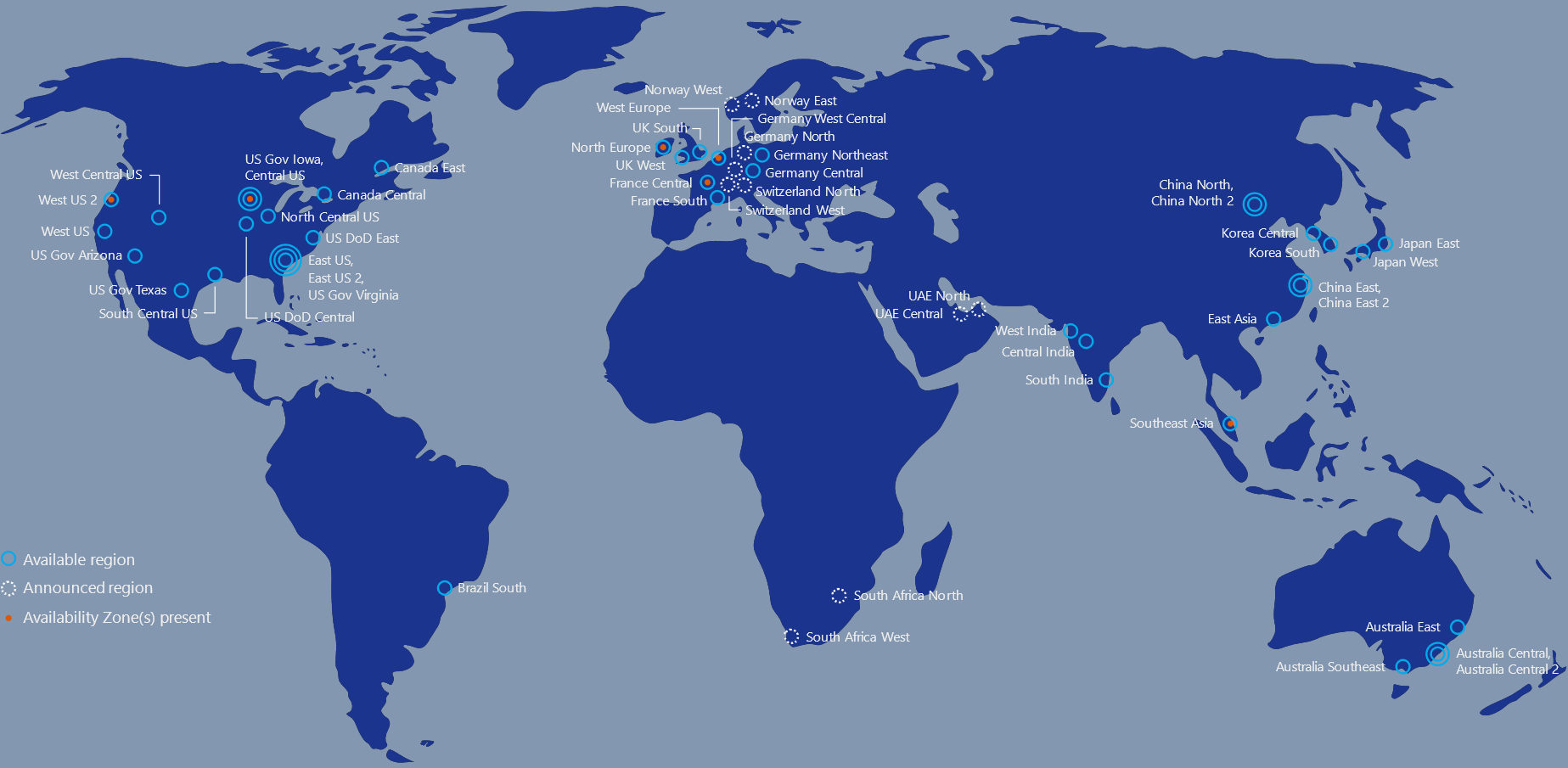dtu vs vcore: Microsoft Azure Databases World Map