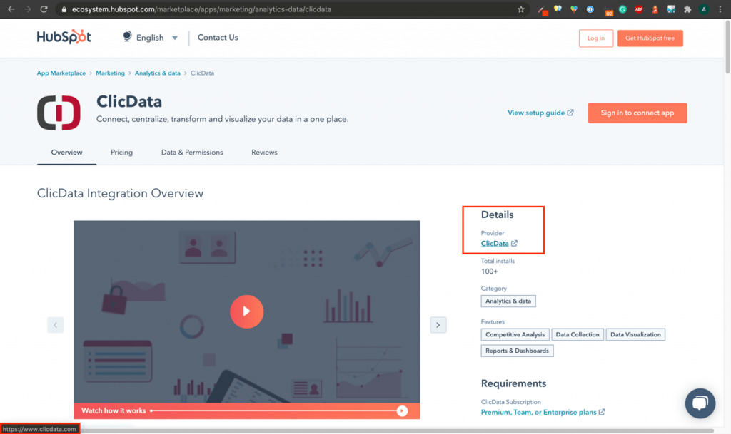 Backlink Example Hubspot App Listing
