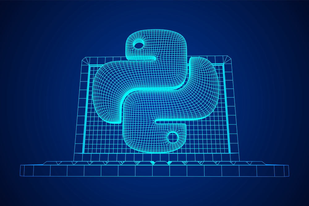 python code language sign with notebook laptop device. programming coding and developing concept. wi