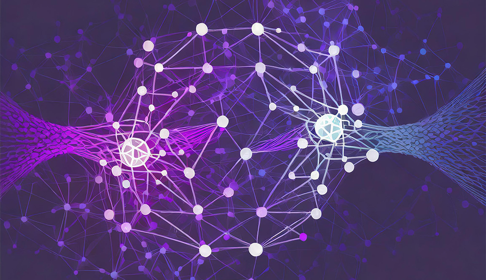 Abstract neural network with connected nodes