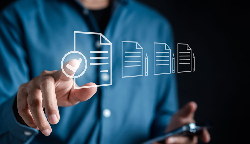 Digital document selection with touchscreen interface