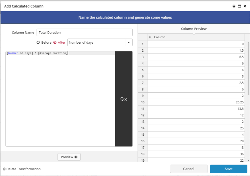 Calculated columns in ClicData