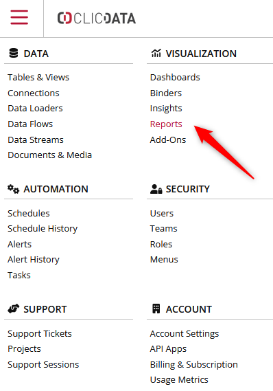 report menu