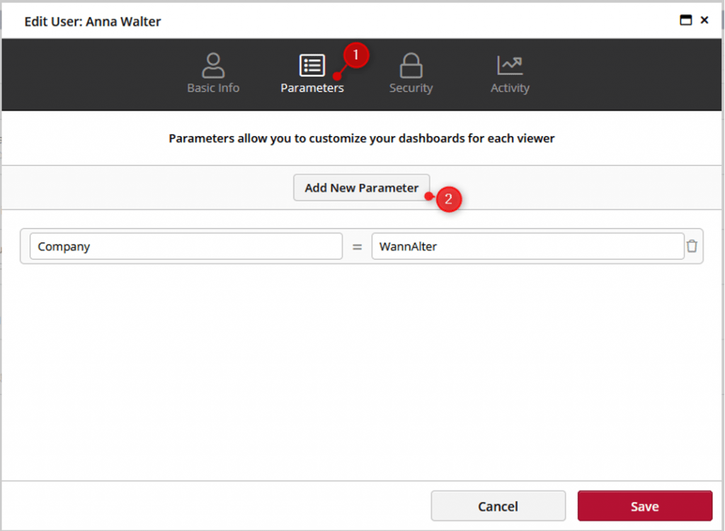 Setting User Parameters Clicdata