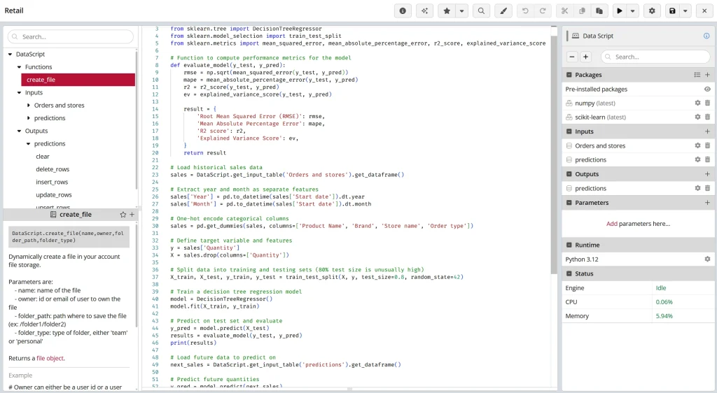 Python script for sales data analysis in IDE