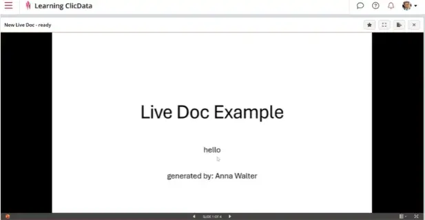 Live Doc Example in ClicData presentation