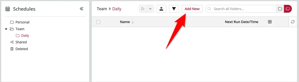 Interface logiciel avec bouton Ajouter Nouveau