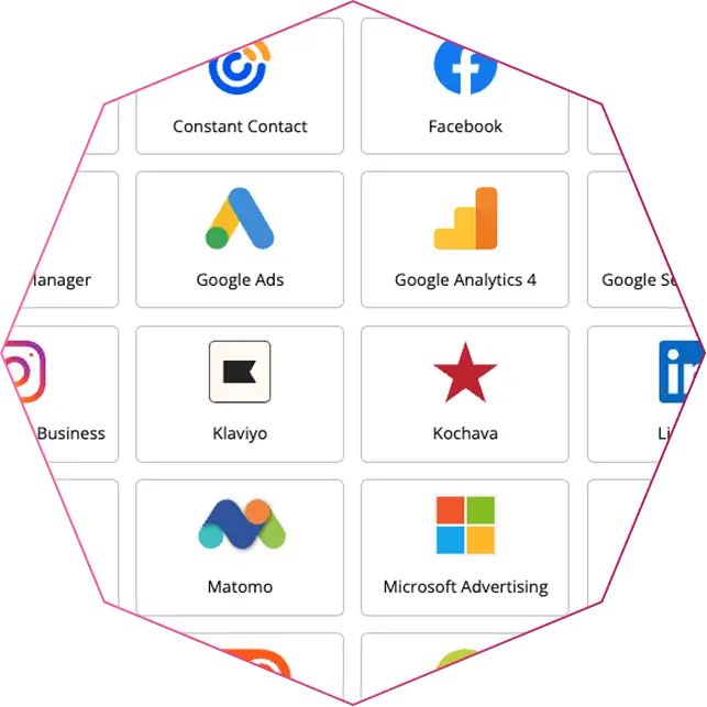 Logos of various digital marketing platforms.