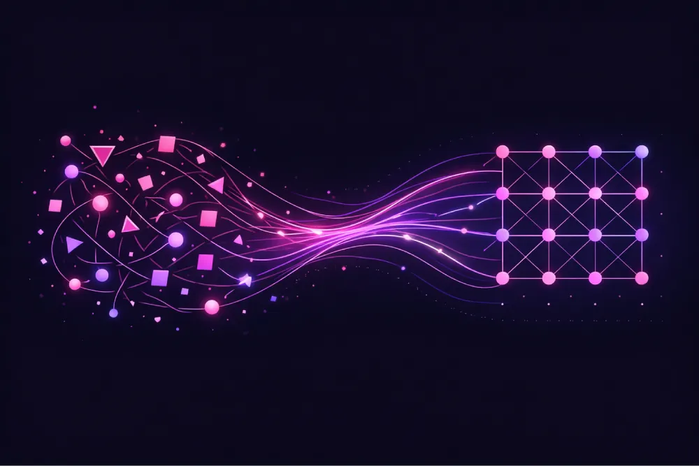 Réseau neuronal abstrait reliant chaos et structure