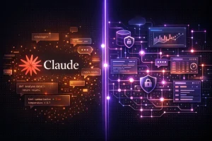 Illustration Claude et réseau de données sécurisé