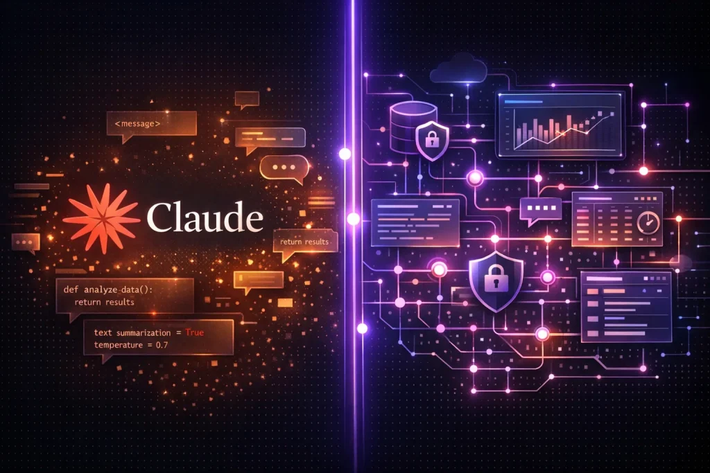 Illustration Claude et réseau de données sécurisé